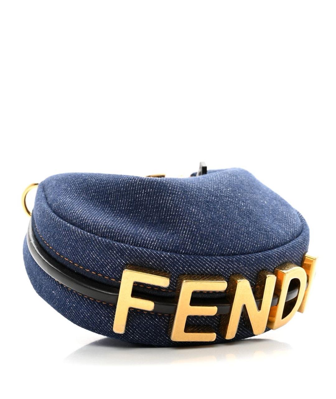 FENDI Синяя деним сумка с короткими ручками, фото 5