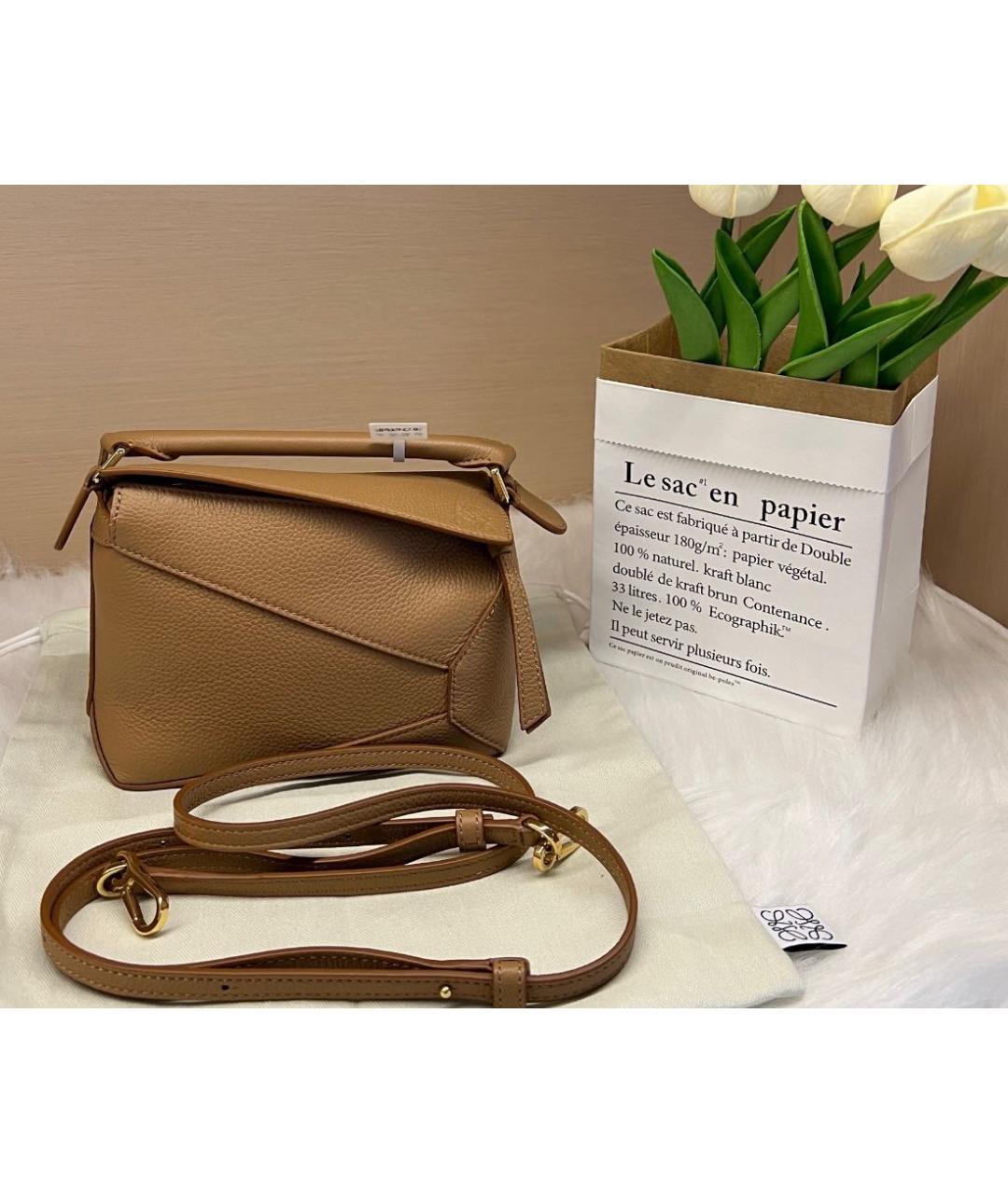 LOEWE Коричневая кожаная сумка через плечо, фото 2