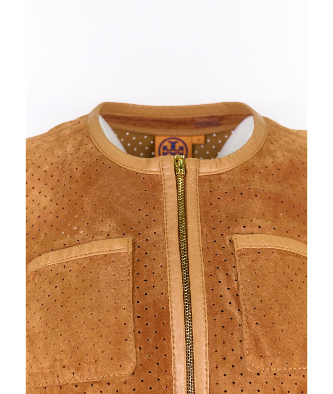 TORY BURCH Коричневый кожаный жакет/пиджак, фото 4