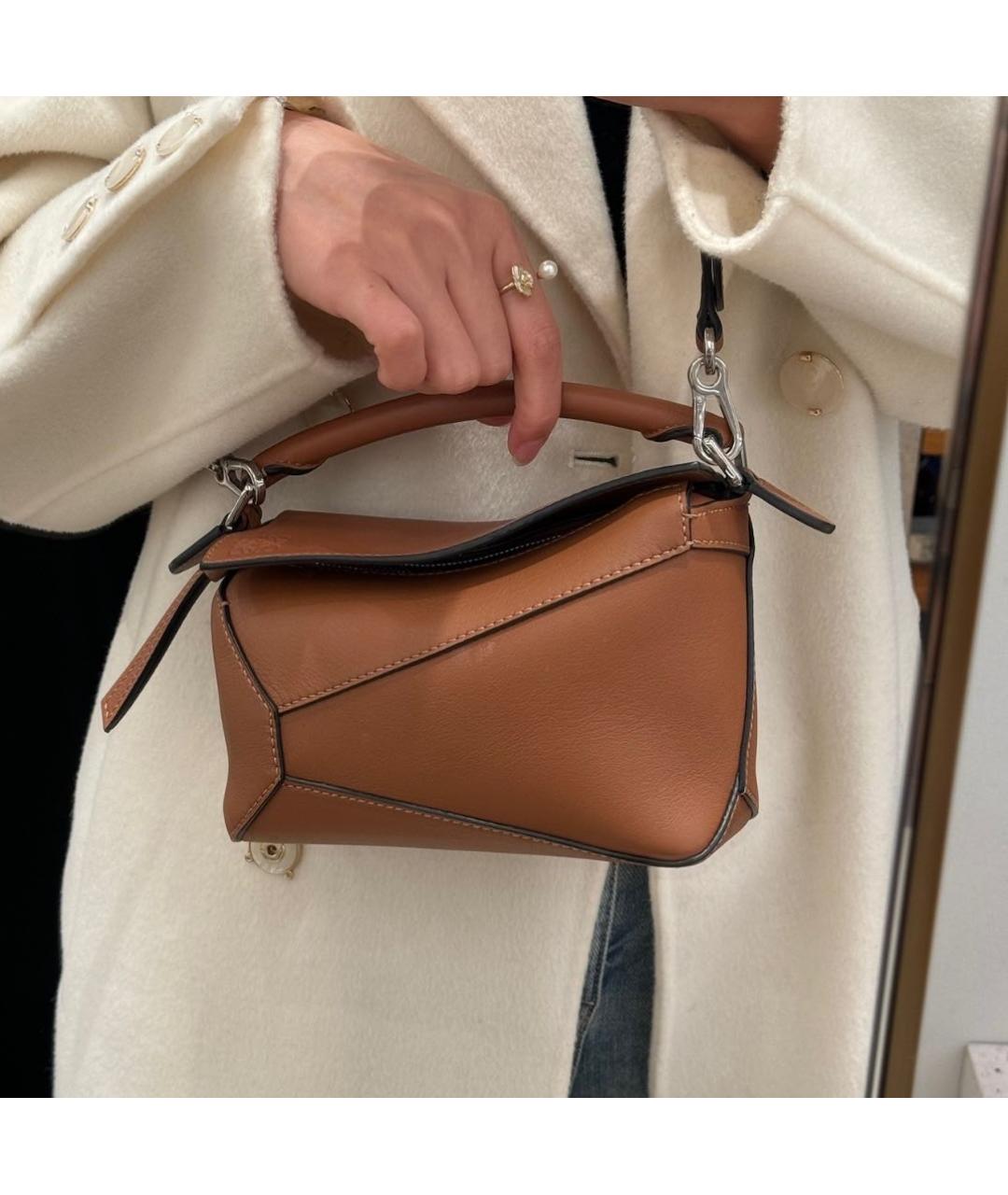LOEWE Коричневая кожаная сумка через плечо, фото 3