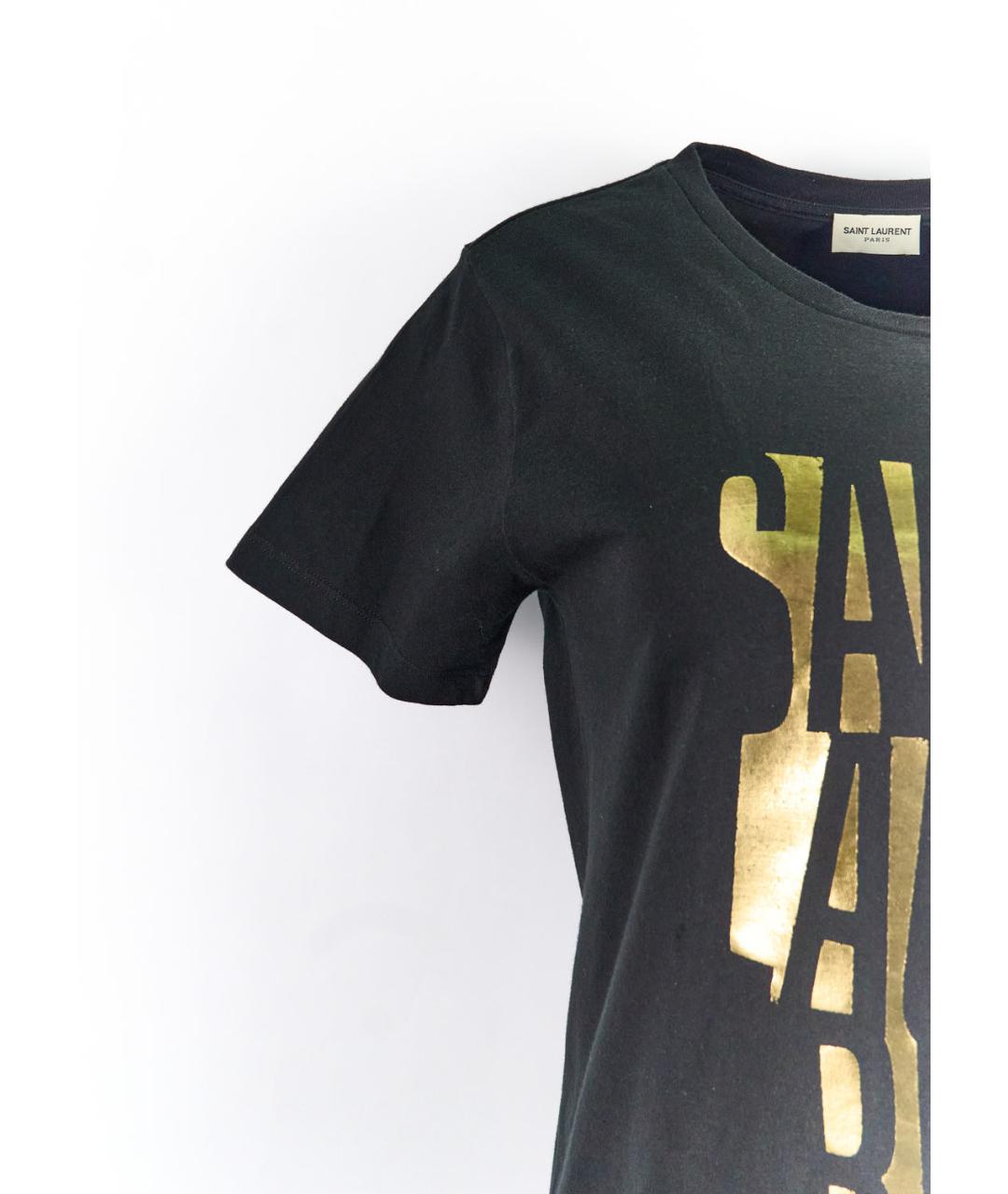 SAINT LAURENT Черная хлопковая футболка, фото 2