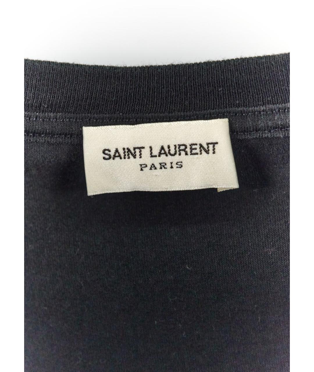 SAINT LAURENT Черная хлопковая футболка, фото 5