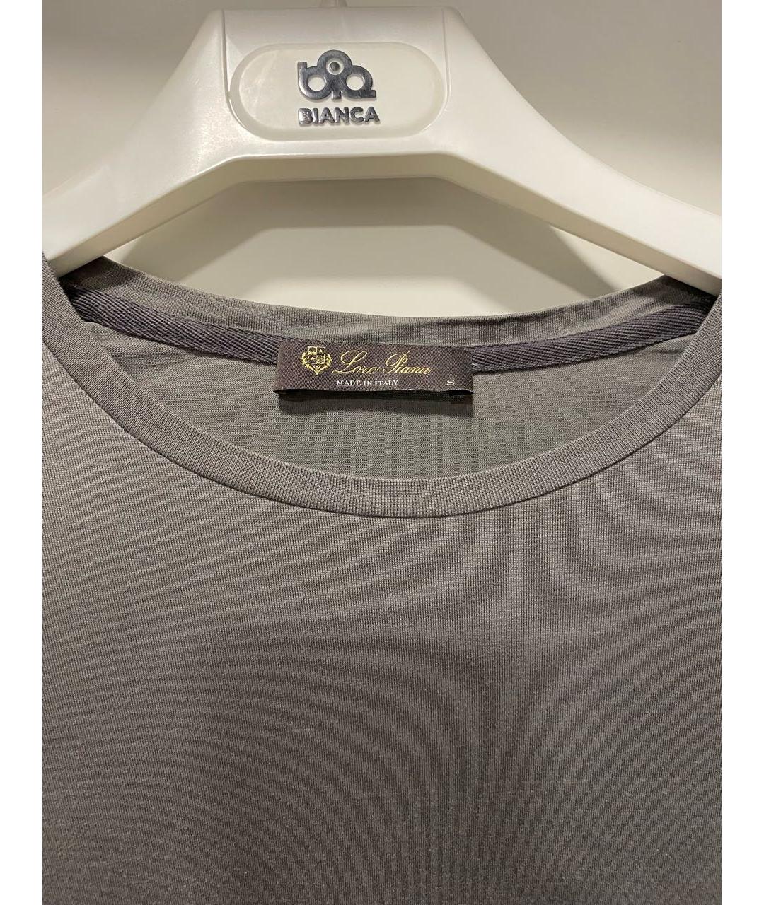 LORO PIANA Серая шелковая футболка, фото 3