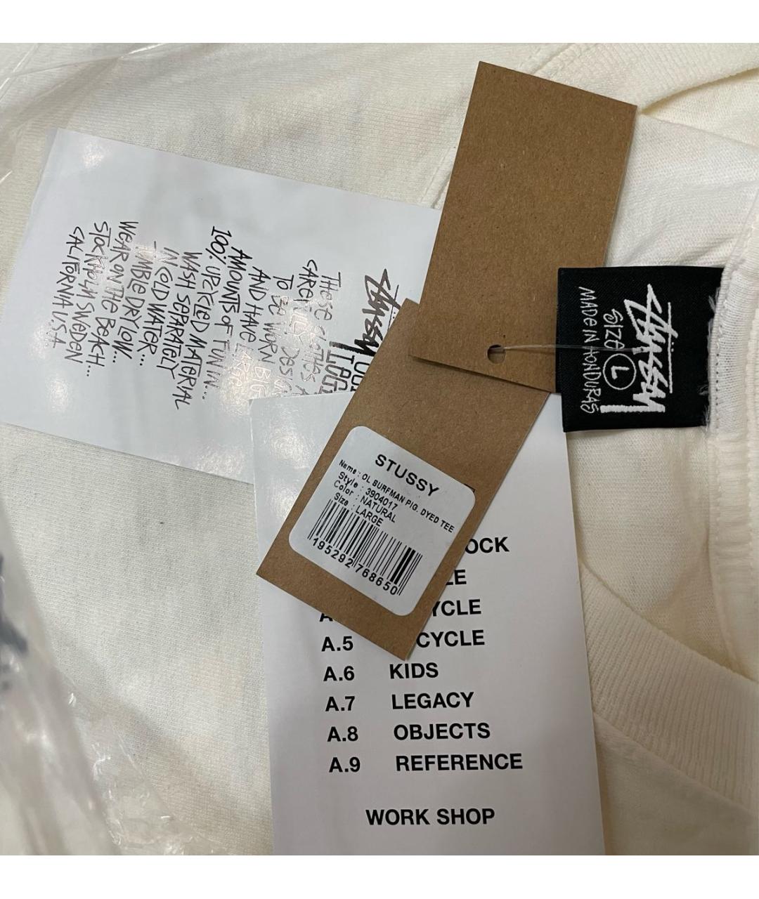STUSSY Белая хлопковая футболка, фото 4