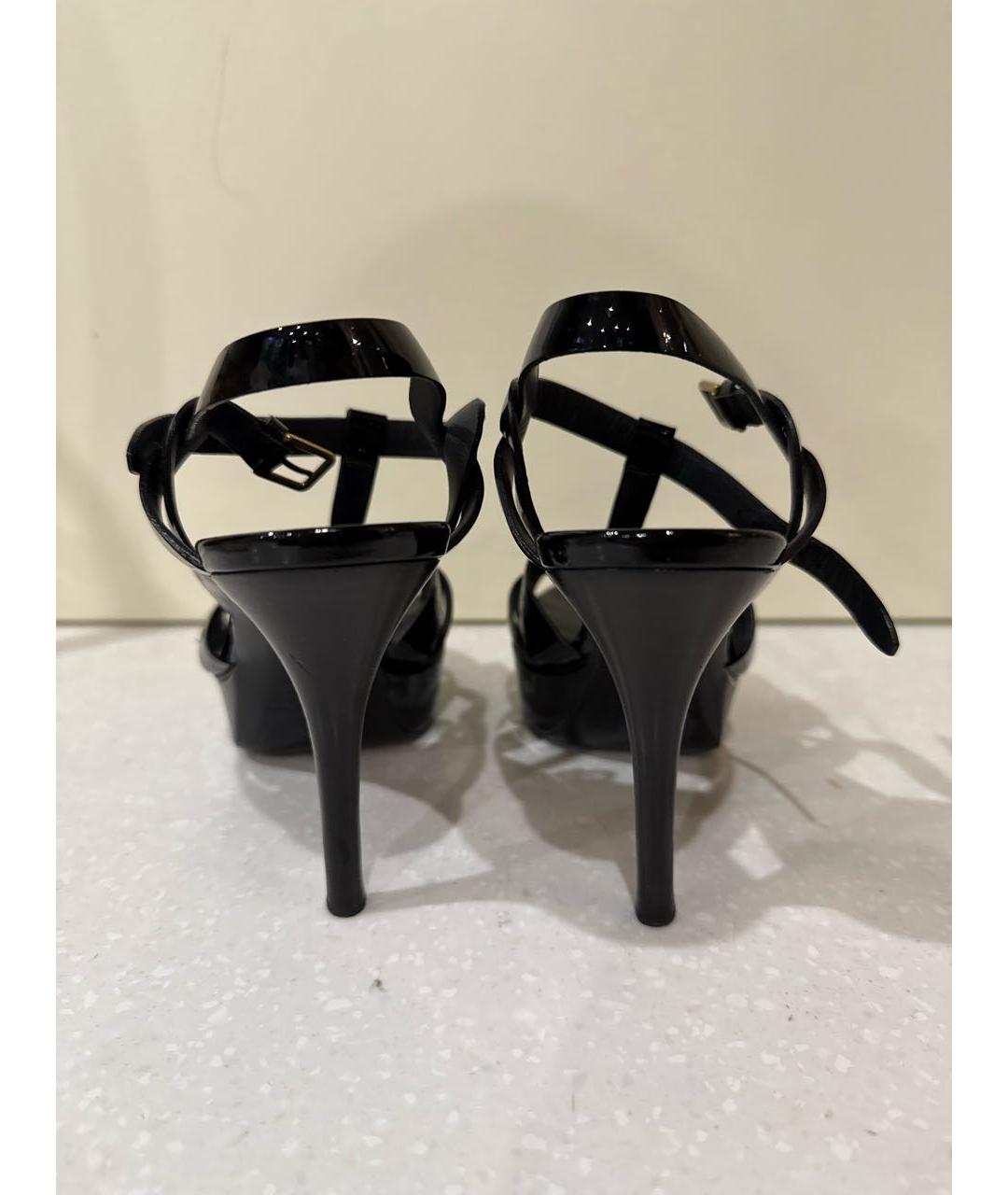 YVES SAINT LAURENT BEAUTY Черные босоножки из лакированной кожи, фото 4