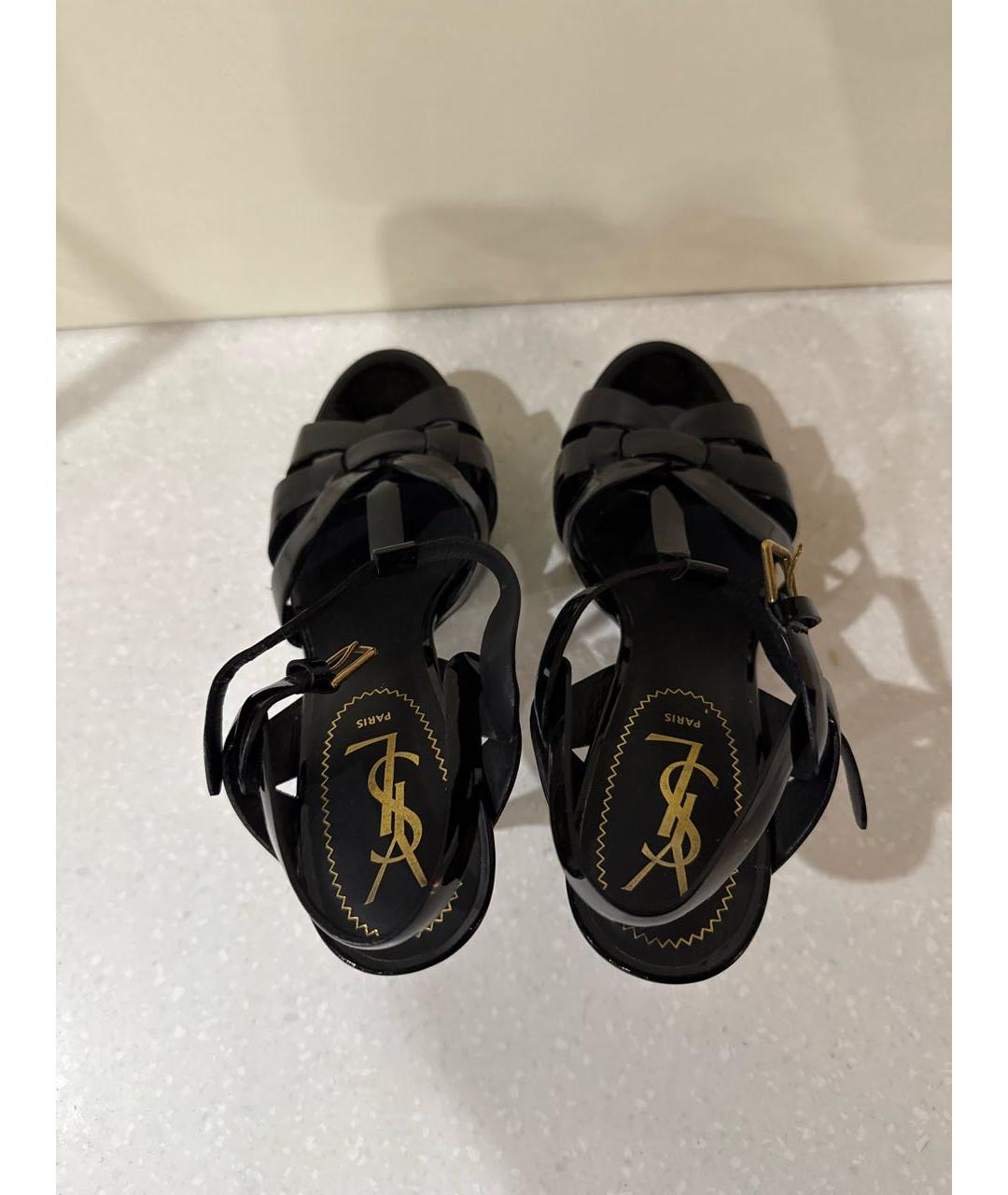 YVES SAINT LAURENT BEAUTY Черные босоножки из лакированной кожи, фото 3