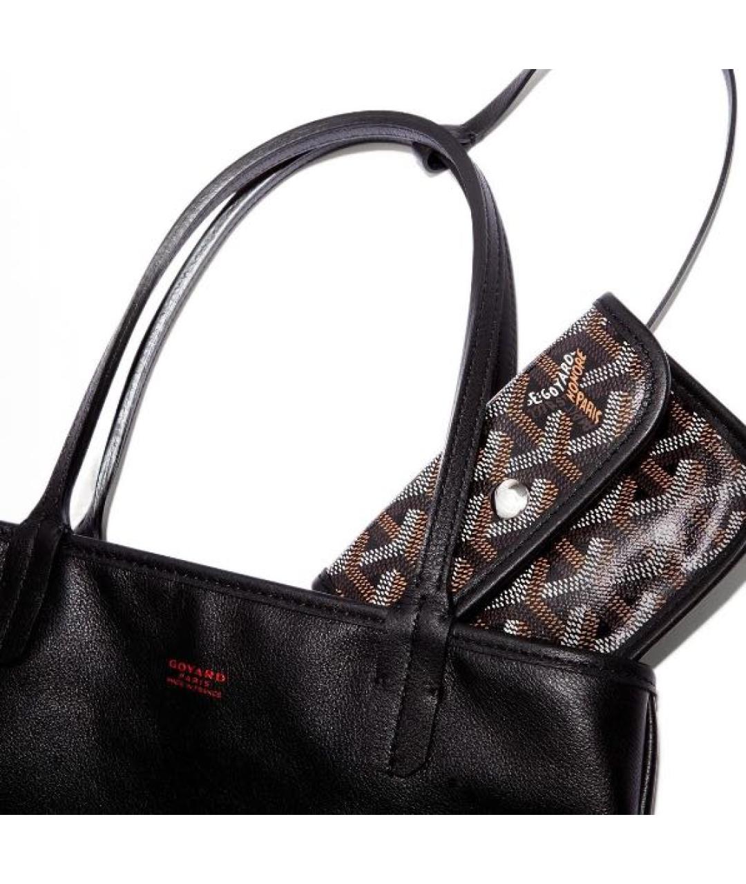GOYARD Черная кожаная сумка тоут, фото 3