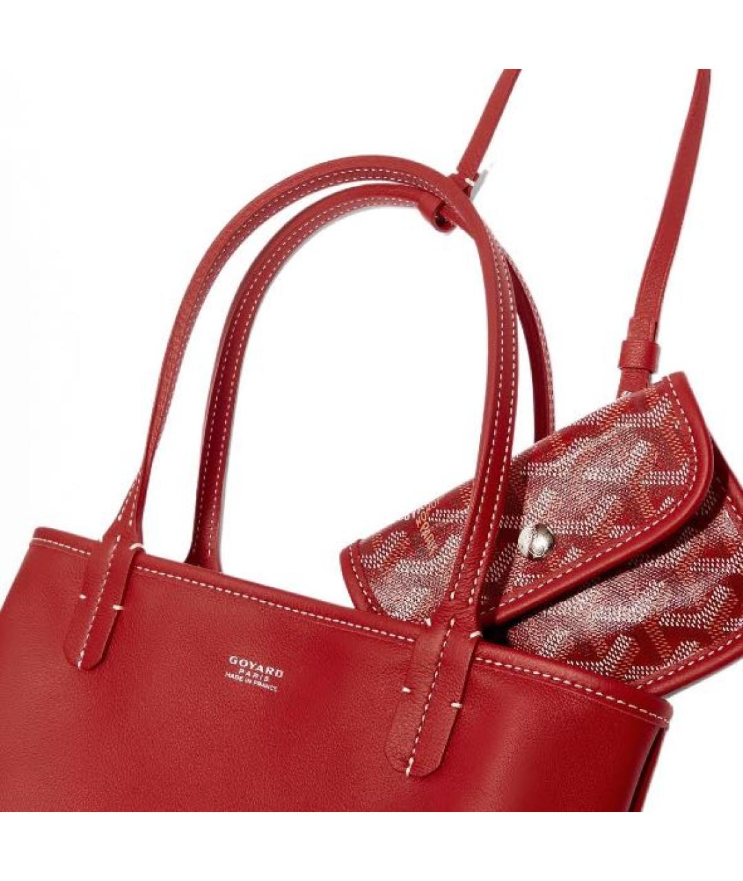 GOYARD Красная кожаная сумка тоут, фото 3