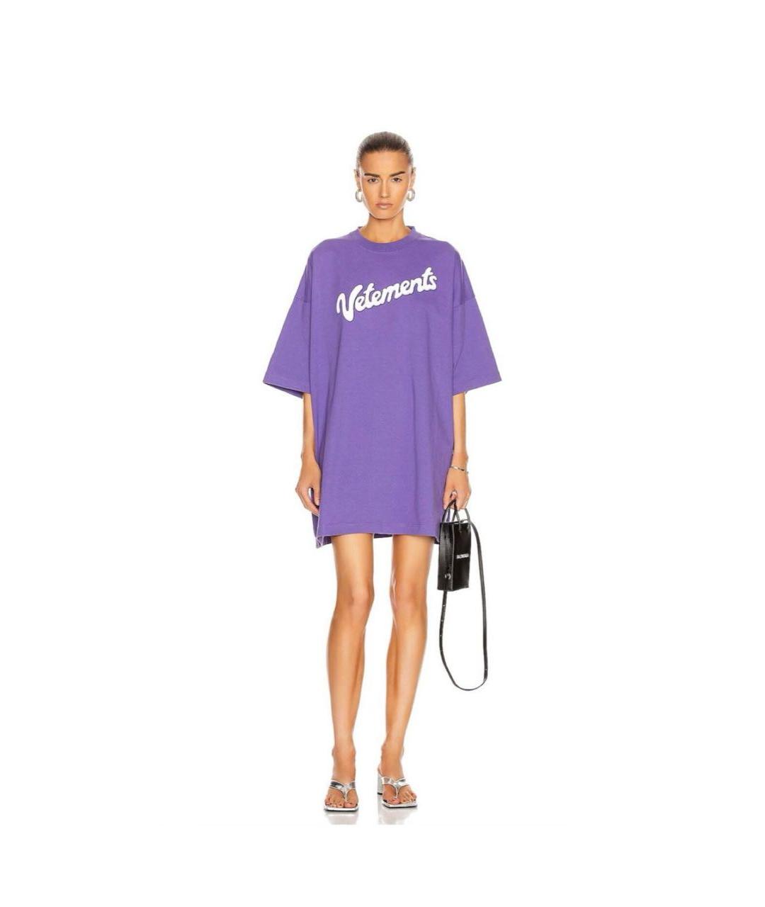 VETEMENTS Фиолетовая хлопковая футболка, фото 4