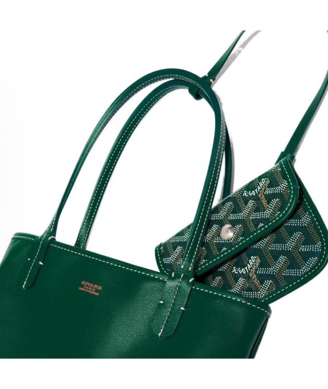 GOYARD Зеленая кожаная сумка тоут, фото 3
