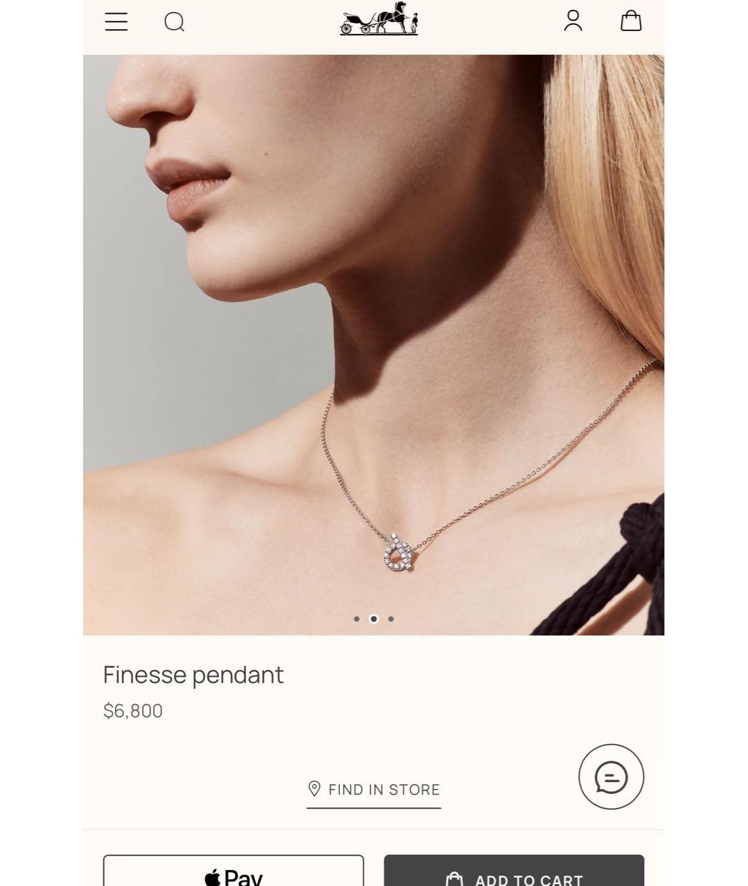 HERMES Серебряное колье из белого золота, фото 8