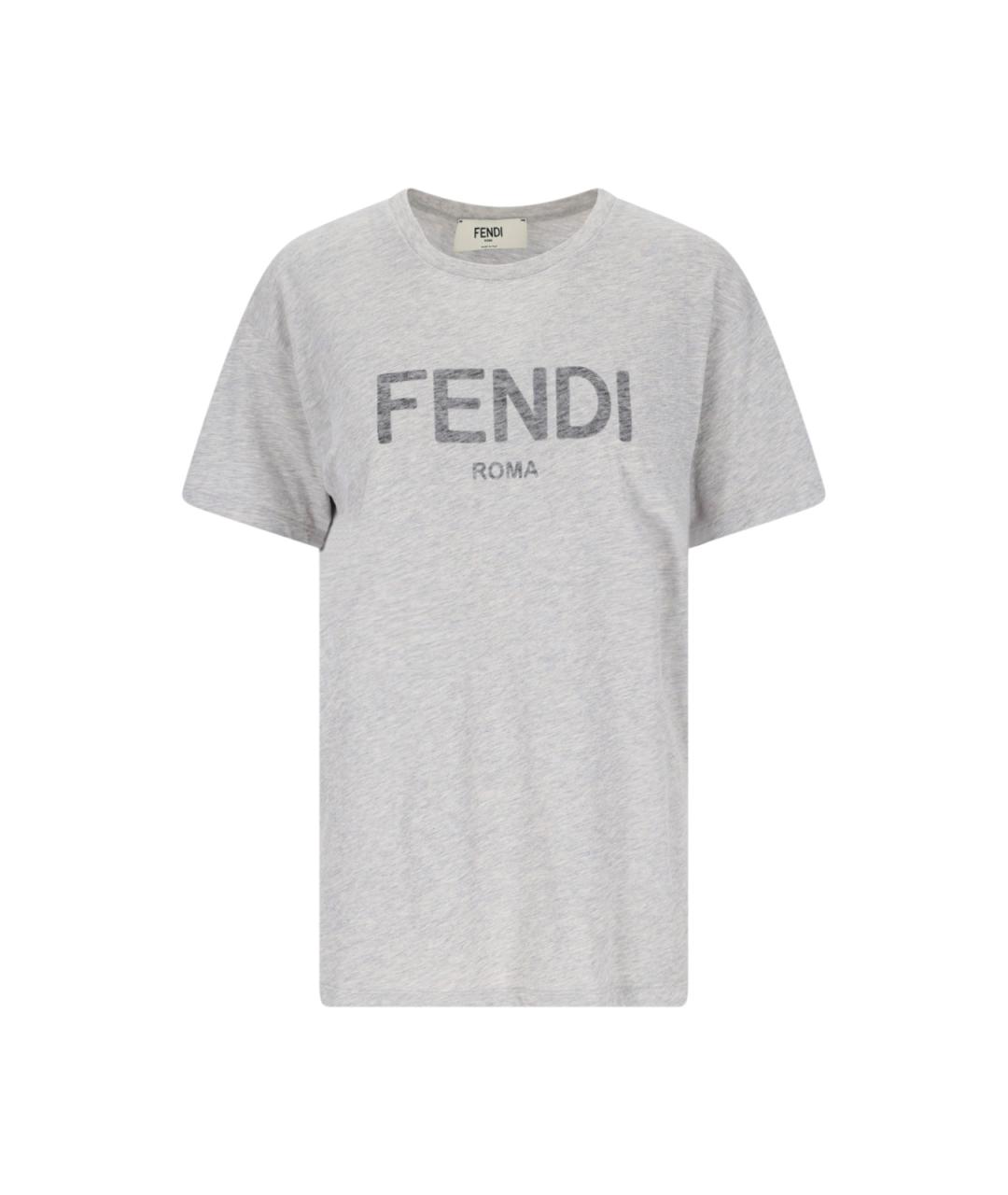 FENDI Серая хлопковая футболка, фото 1