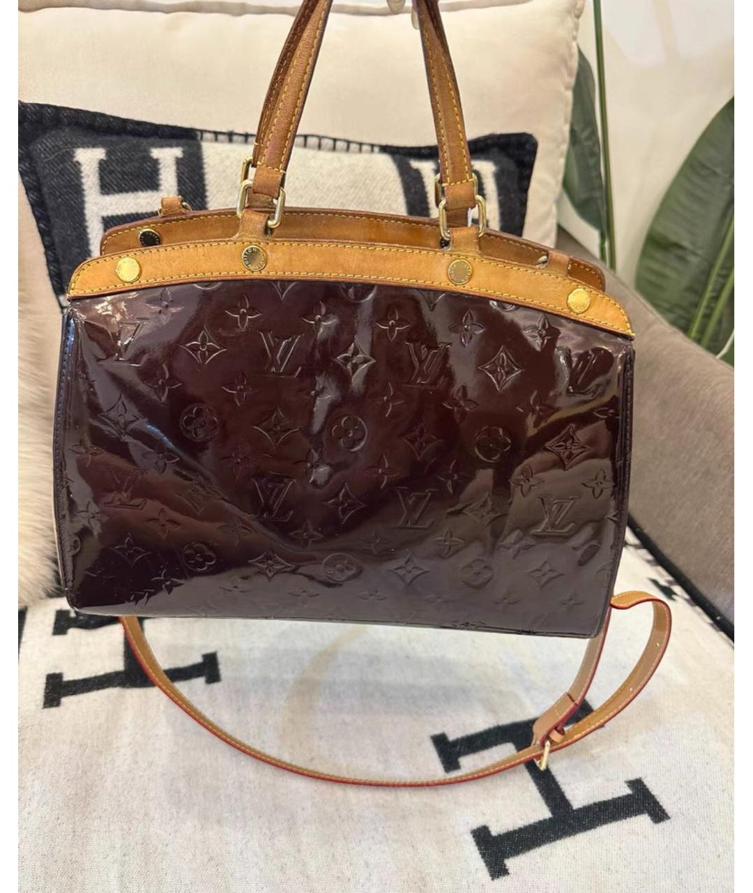 LOUIS VUITTON Коричневая сумка с короткими ручками из лакированной кожи, фото 4