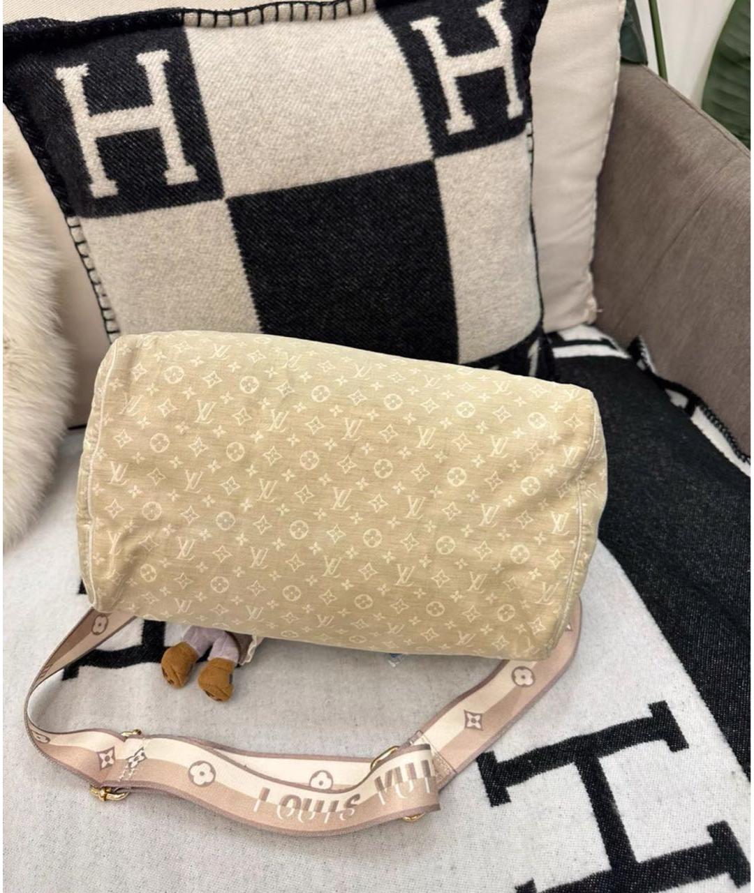 LOUIS VUITTON Бежевая тканевая дорожная/спортивная сумка, фото 7