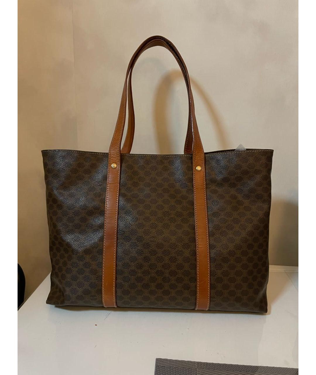 CELINE Коричневая кожаная сумка тоут, фото 2