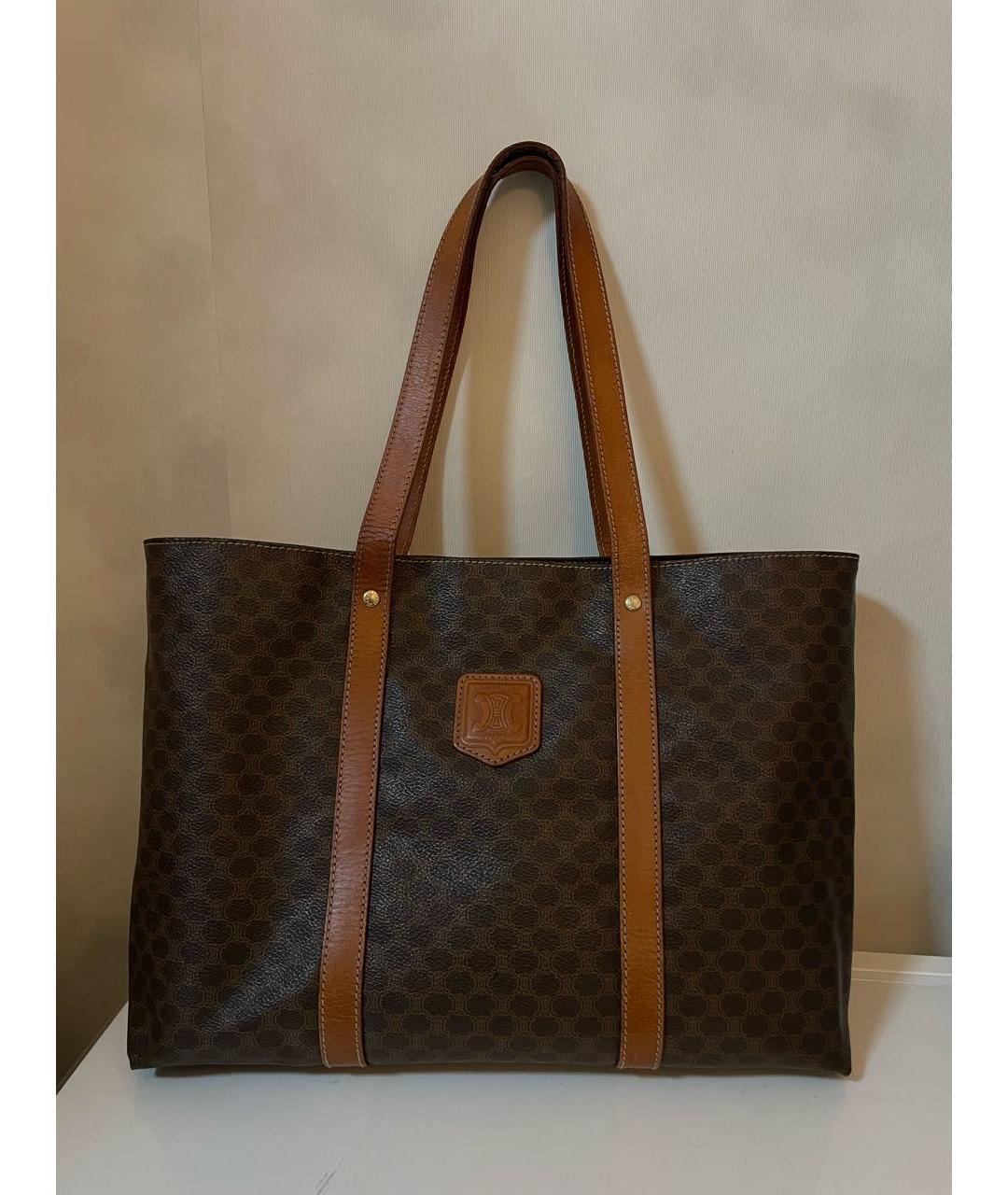 CELINE Коричневая кожаная сумка тоут, фото 7