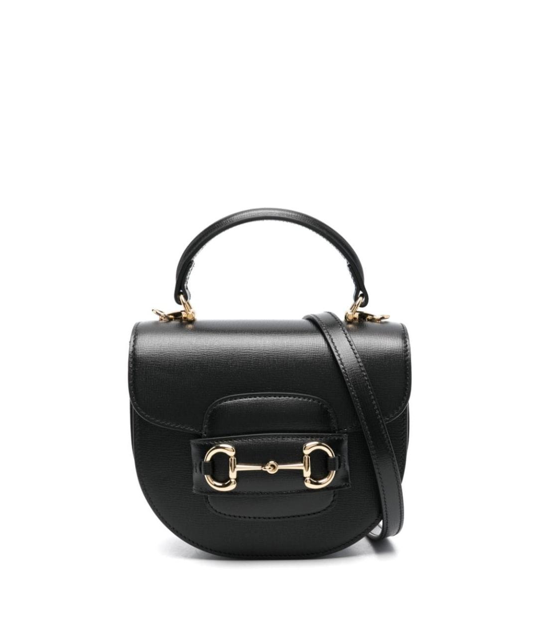 GUCCI Черная кожаная сумка с короткими ручками, фото 1