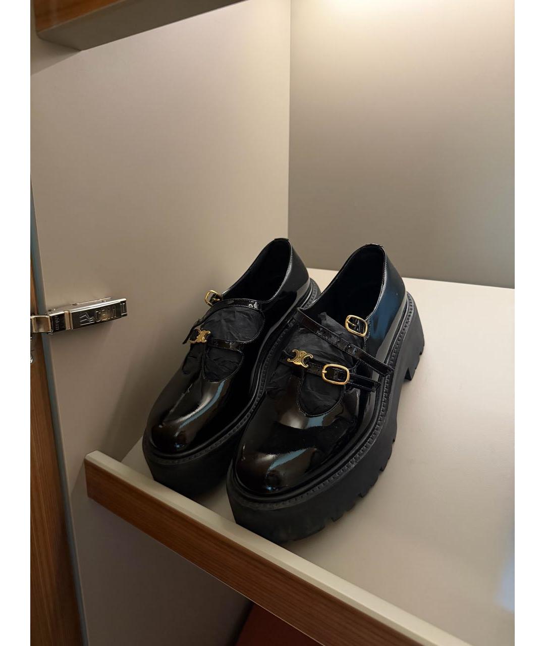 CELINE Черные брогги и оксфорды из лакированной кожи, фото 2