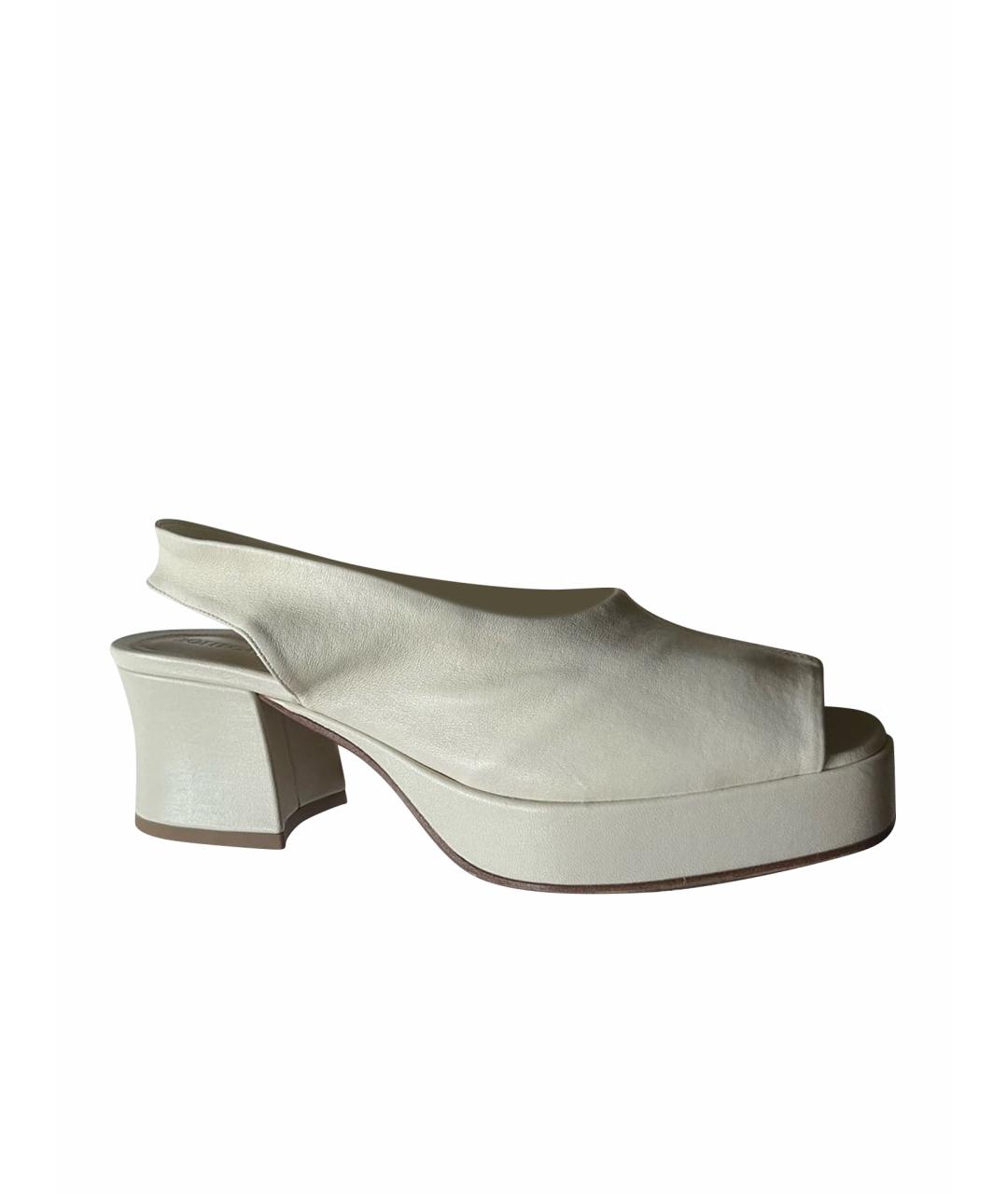 BOTTEGA VENETA Бежевые кожаные босоножки, фото 1