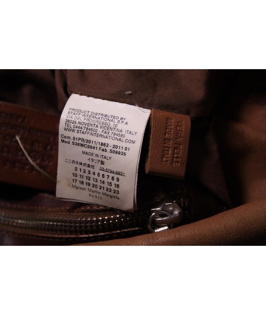 MM6 MAISON MARGIELA Коричневая кожаная сумка тоут, фото 7