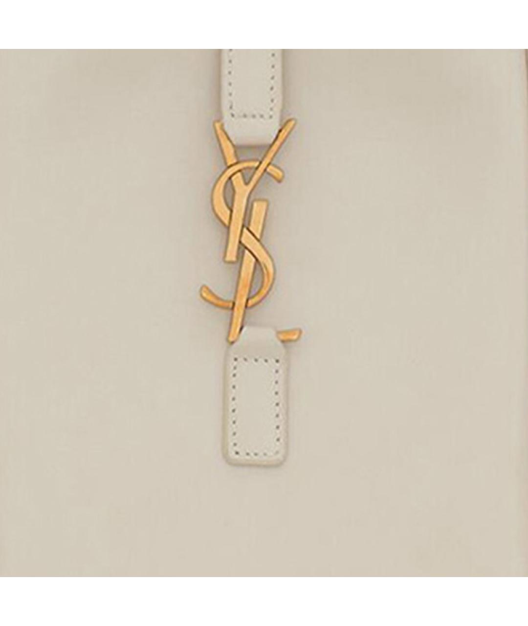 SAINT LAURENT Бежевая кожаная сумка через плечо, фото 6