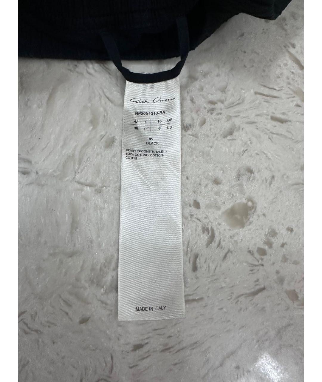 RICK OWENS Черные хлопковые повседневные брюки, фото 4