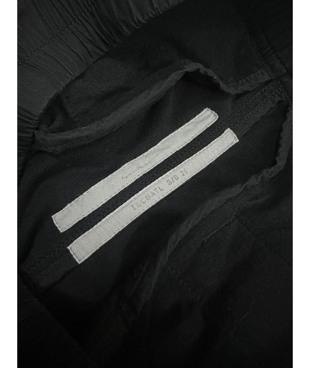 RICK OWENS Черные хлопковые повседневные брюки, фото 3
