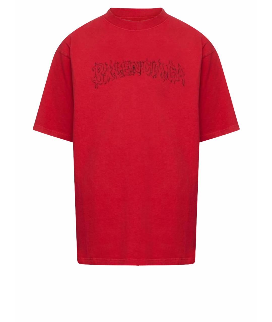 BALENCIAGA Красная хлопковая футболка, фото 1