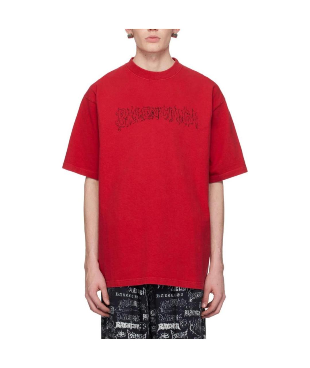 BALENCIAGA Красная хлопковая футболка, фото 6