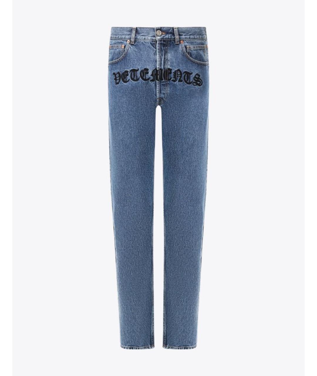VETEMENTS Темно-синие хлопковые прямые джинсы, фото 9