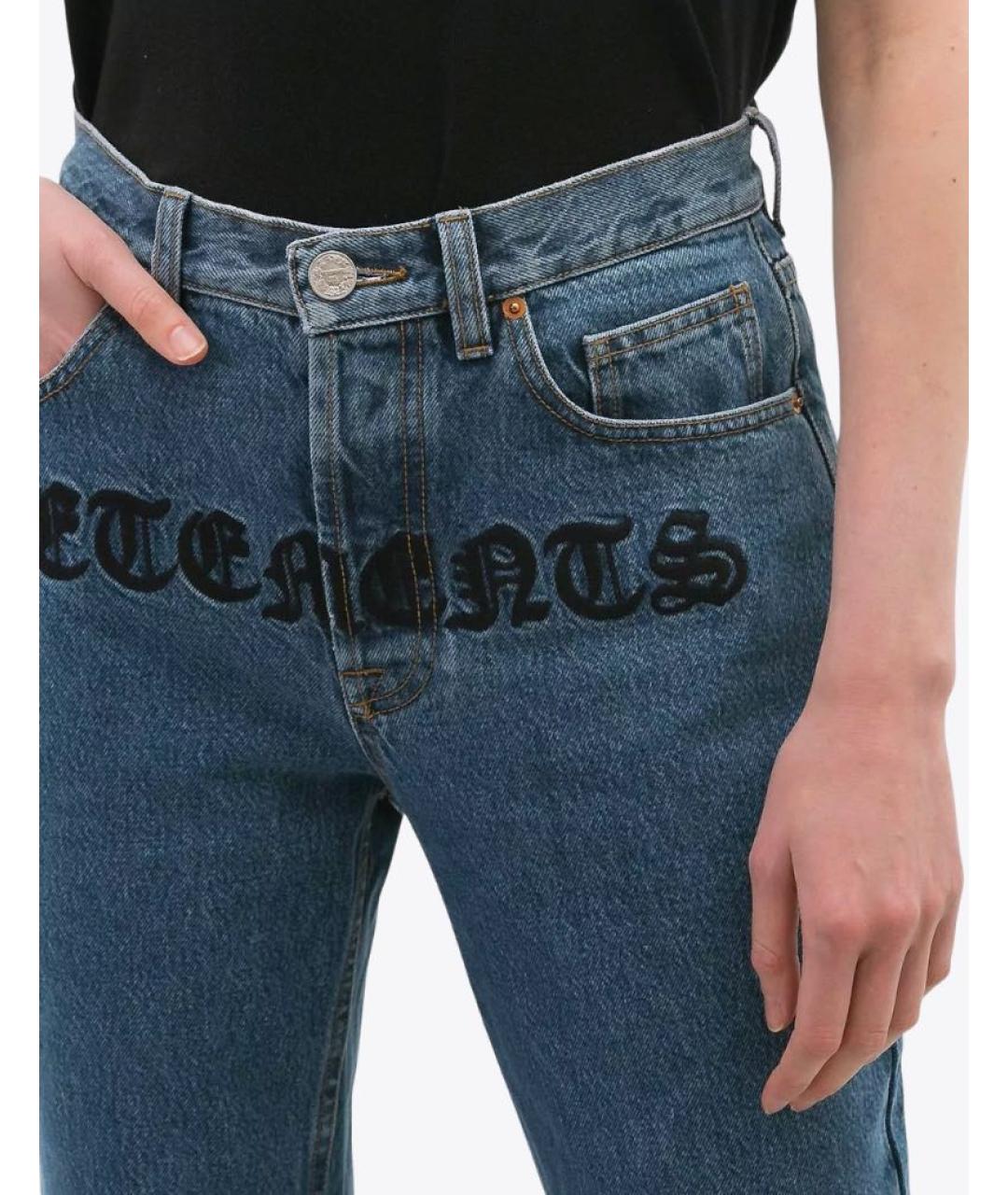 VETEMENTS Темно-синие хлопковые прямые джинсы, фото 4