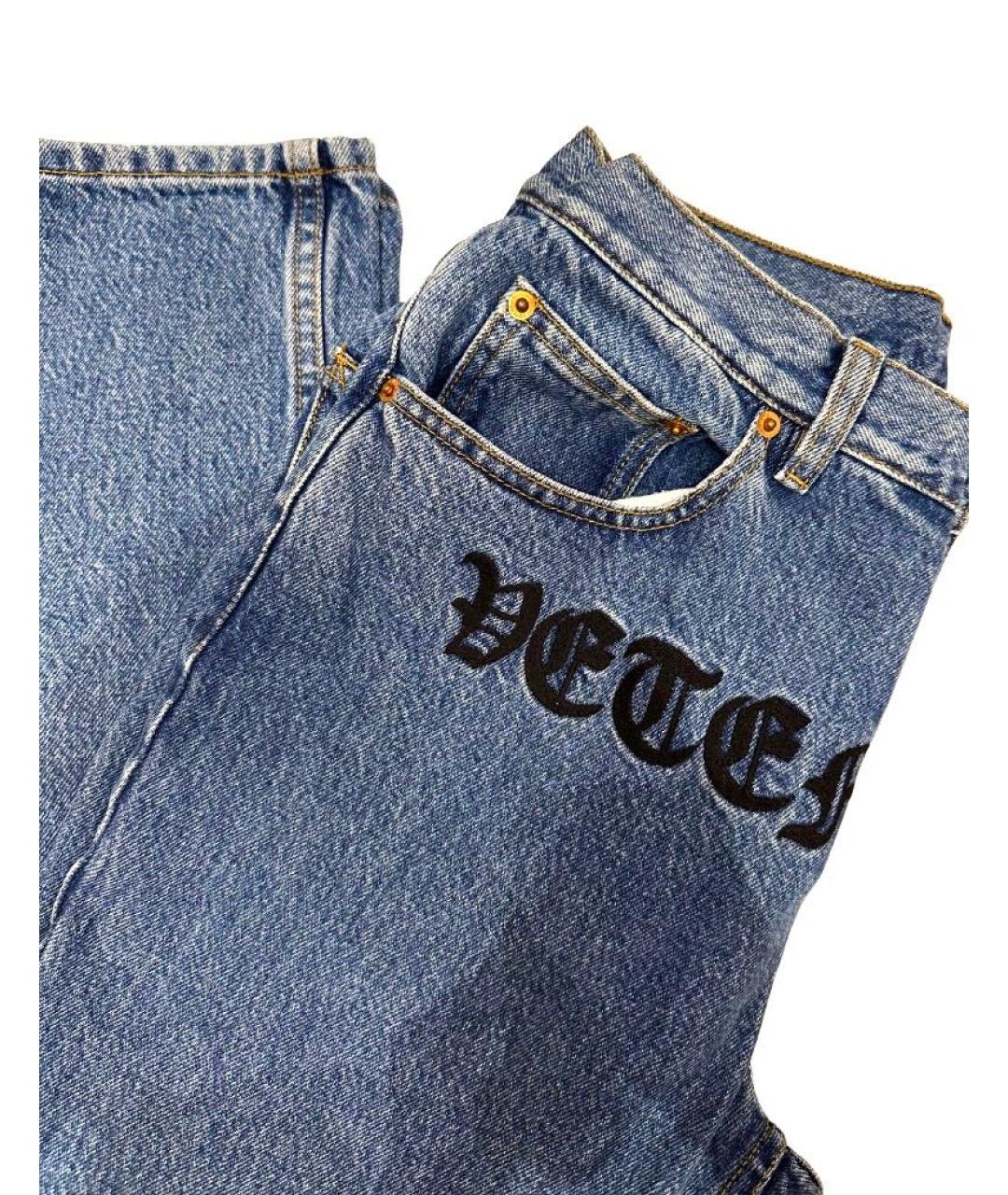 VETEMENTS Темно-синие хлопковые прямые джинсы, фото 5