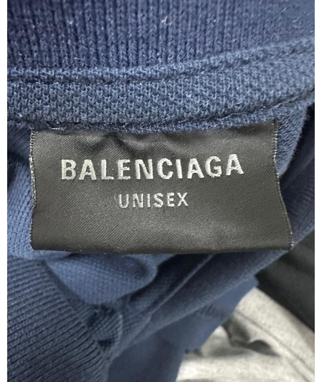 BALENCIAGA Синее хлопковое поло с коротким рукавом, фото 5