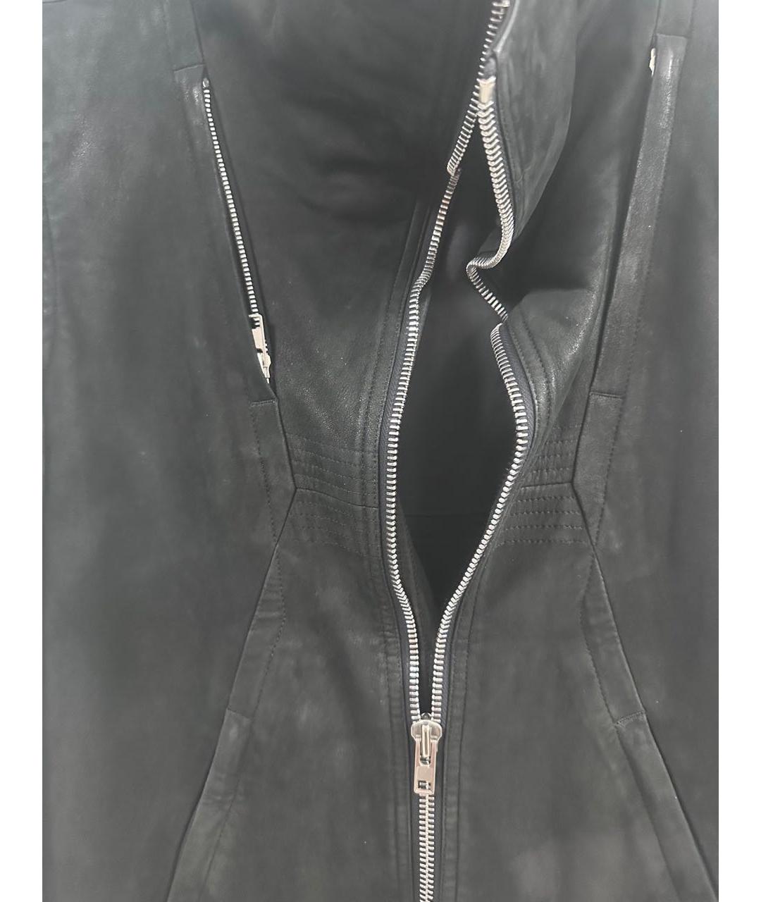 RICK OWENS Черная кожаная куртка, фото 5