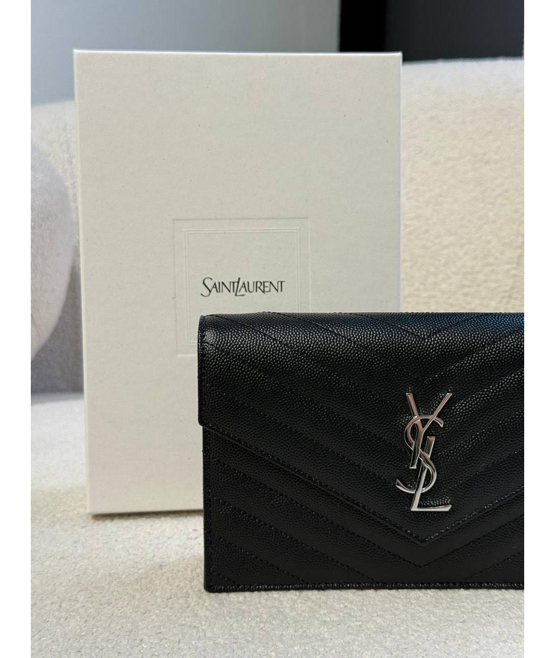 SAINT LAURENT Черная кожаная сумка через плечо, фото 3