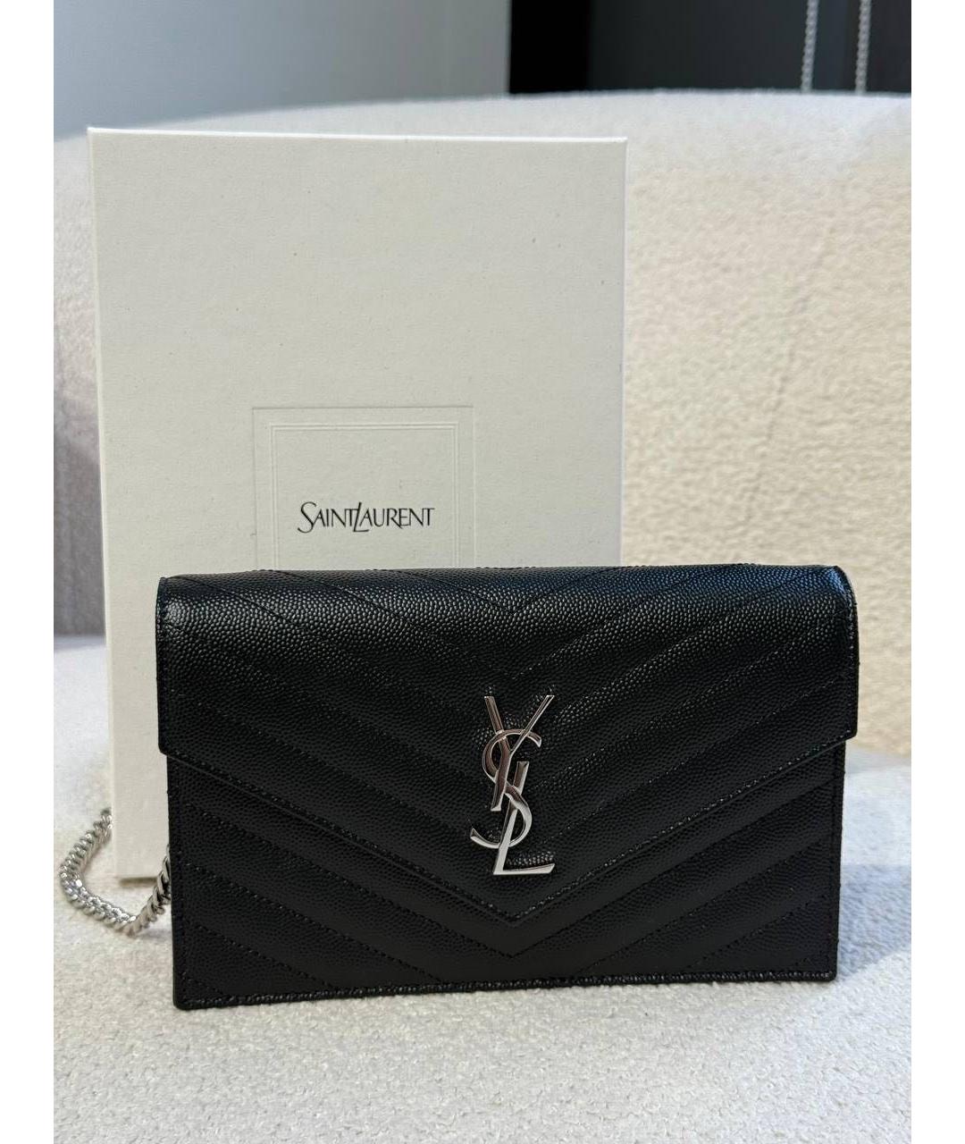 SAINT LAURENT Черная кожаная сумка через плечо, фото 4
