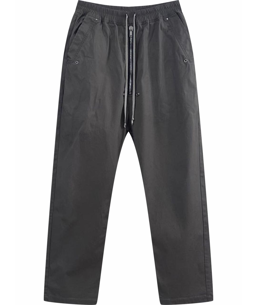 RICK OWENS Серые хлопковые повседневные брюки, фото 1