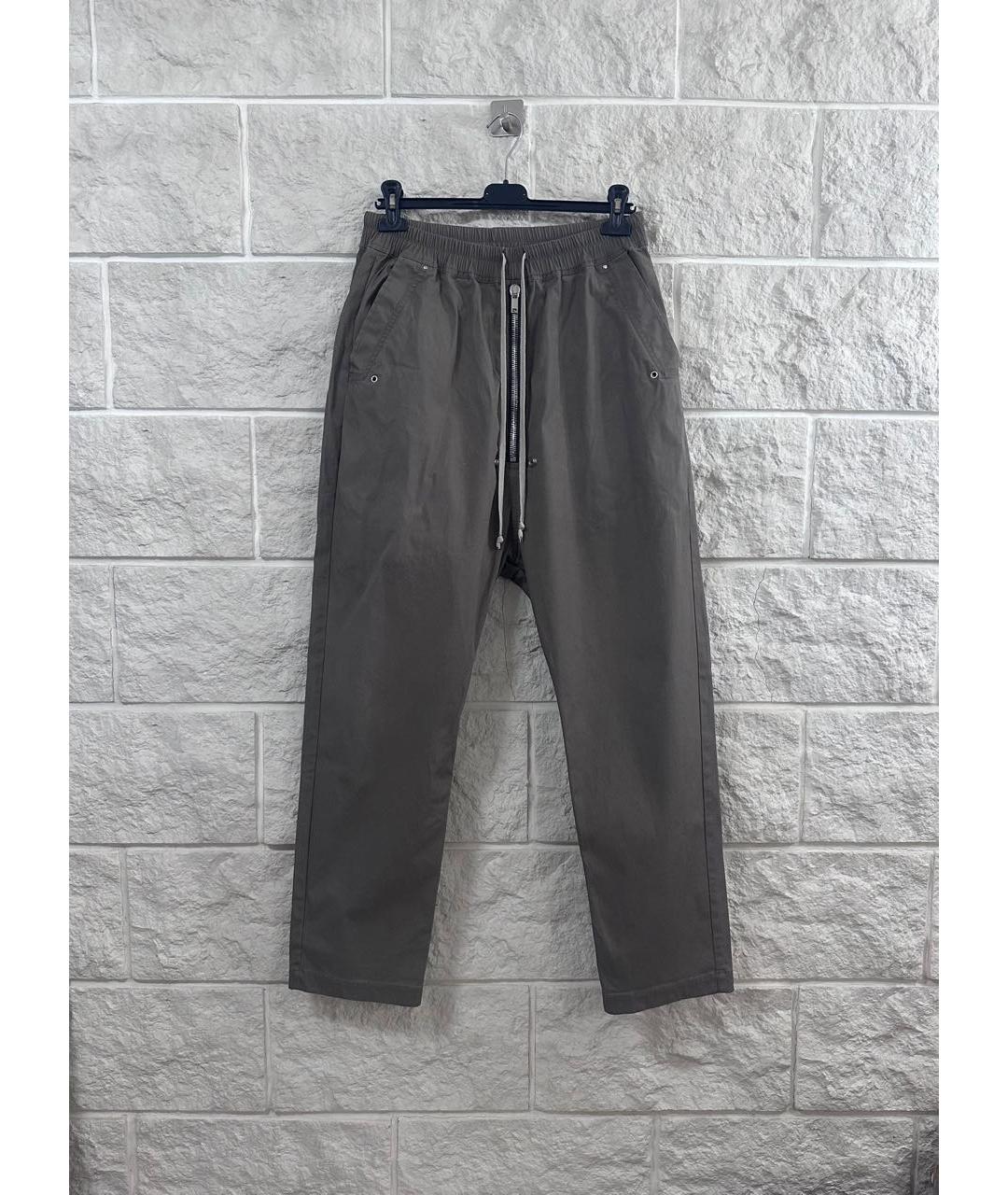 RICK OWENS Серые хлопковые повседневные брюки, фото 9