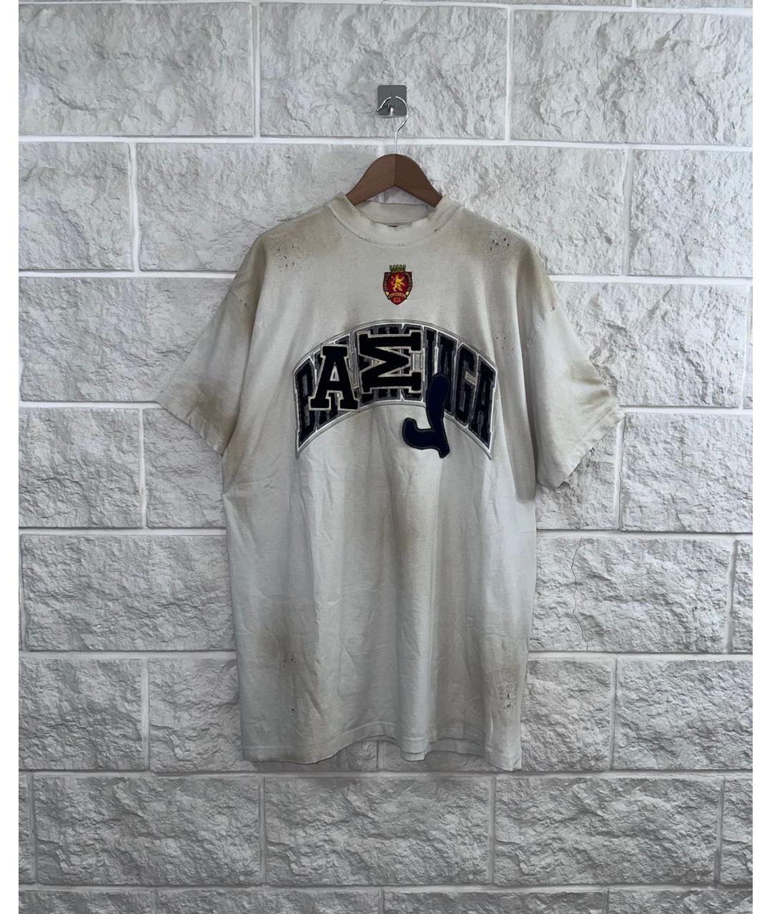 BALENCIAGA Бежевая хлопковая футболка, фото 9