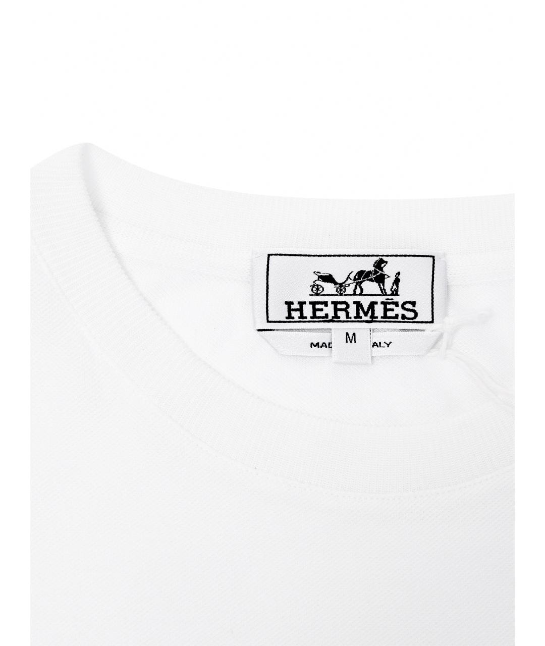 HERMES Белая хлопковая футболка, фото 11