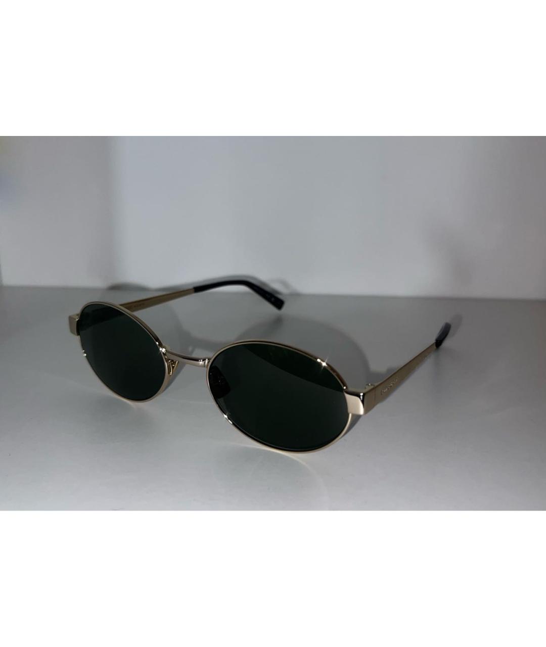 SAINT LAURENT Золотые металлические солнцезащитные очки, фото 6