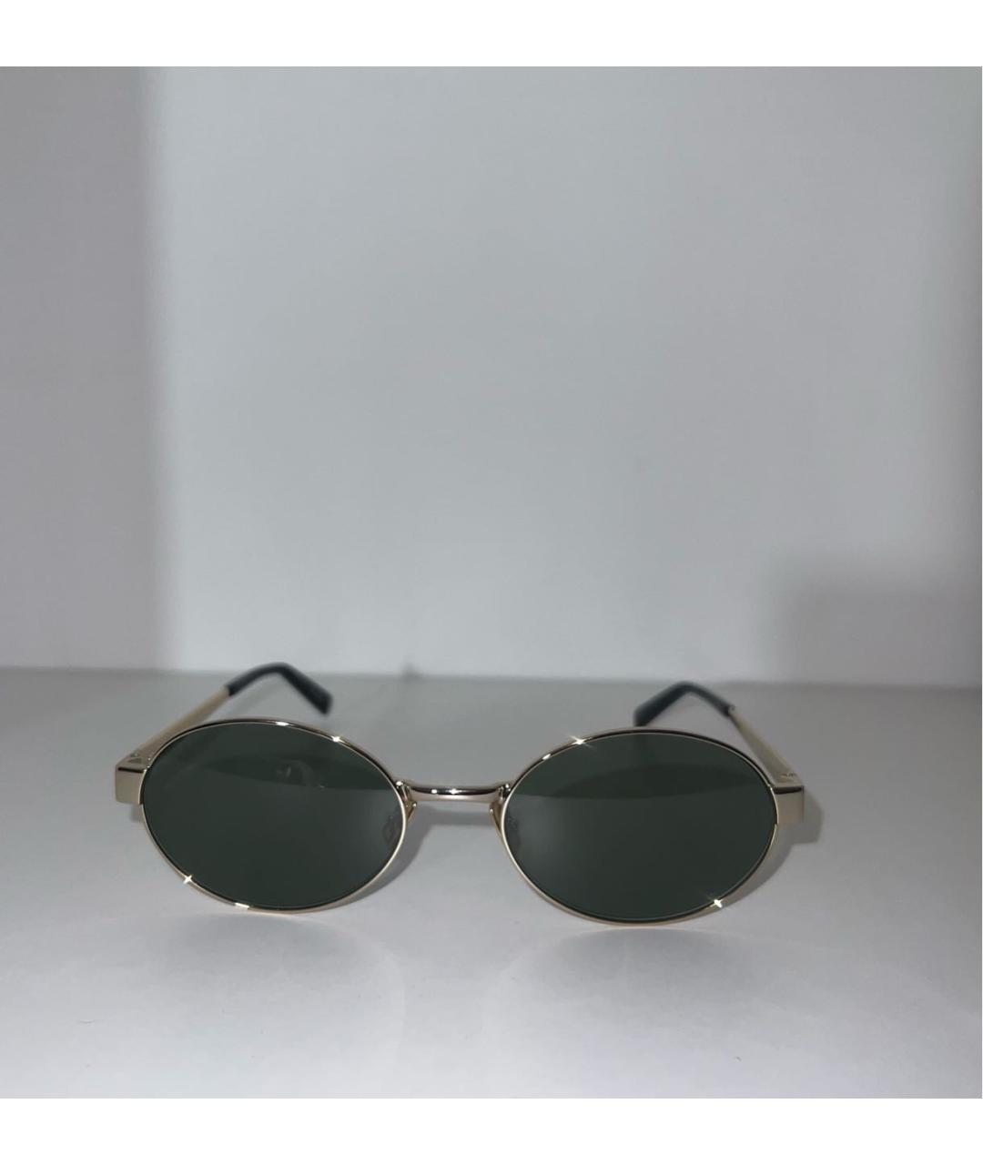 SAINT LAURENT Золотые металлические солнцезащитные очки, фото 7