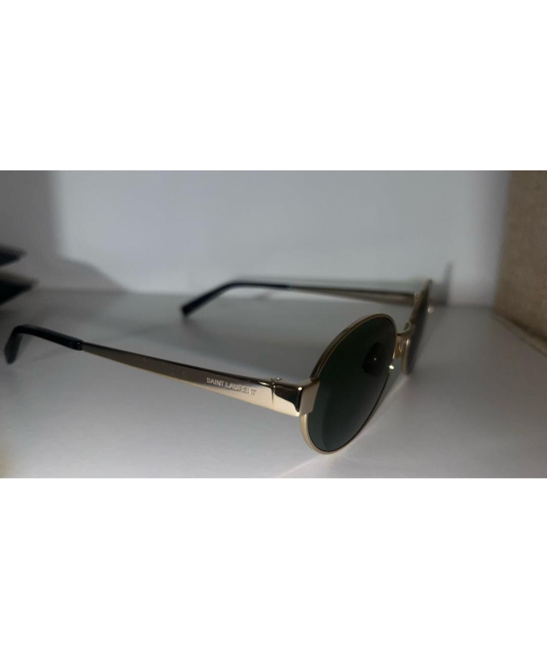 SAINT LAURENT Золотые металлические солнцезащитные очки, фото 3