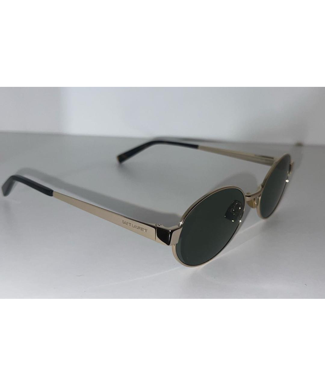 SAINT LAURENT Золотые металлические солнцезащитные очки, фото 2