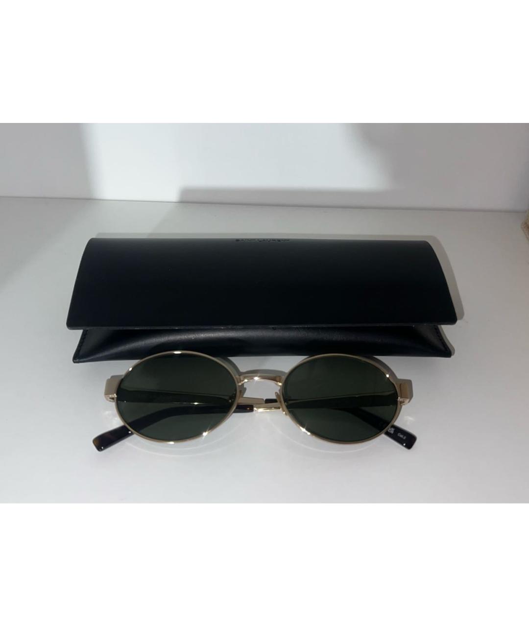 SAINT LAURENT Золотые металлические солнцезащитные очки, фото 5
