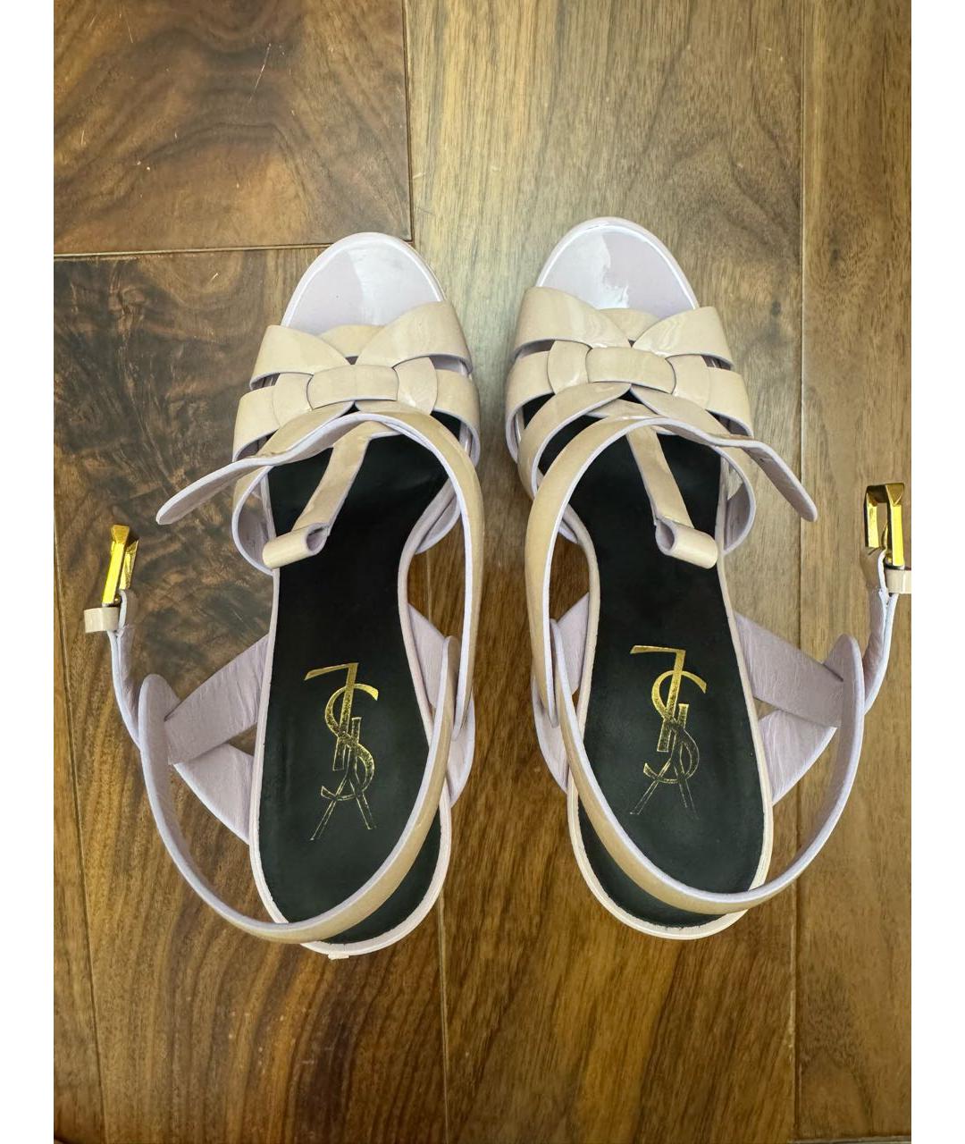 SAINT LAURENT Фиолетовые босоножки из лакированной кожи, фото 4