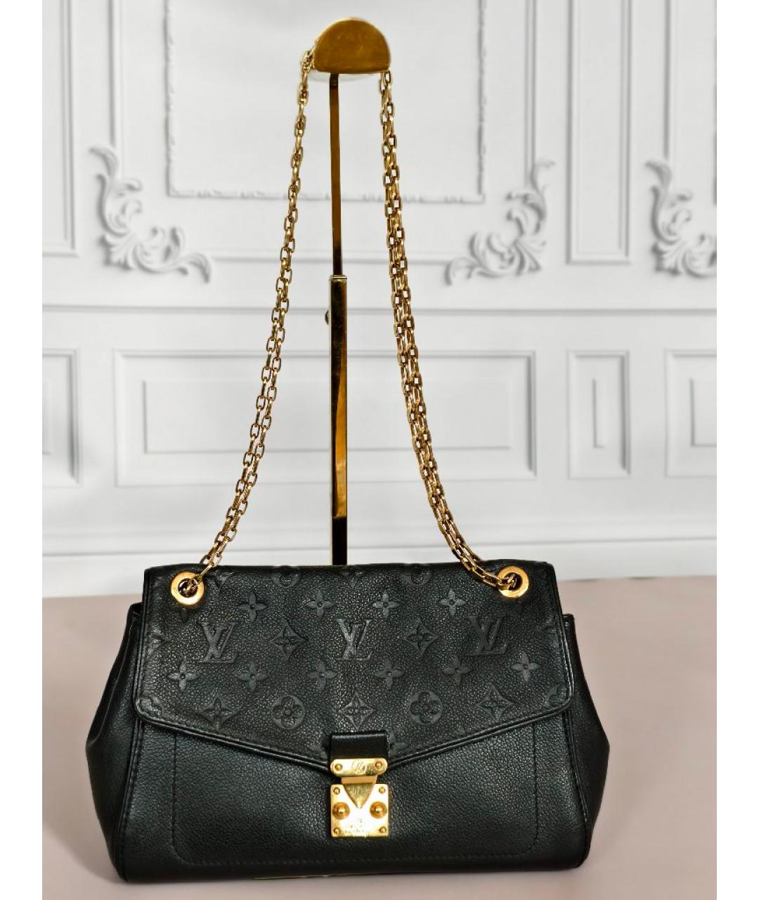 LOUIS VUITTON Черная кожаная сумка с короткими ручками, фото 8