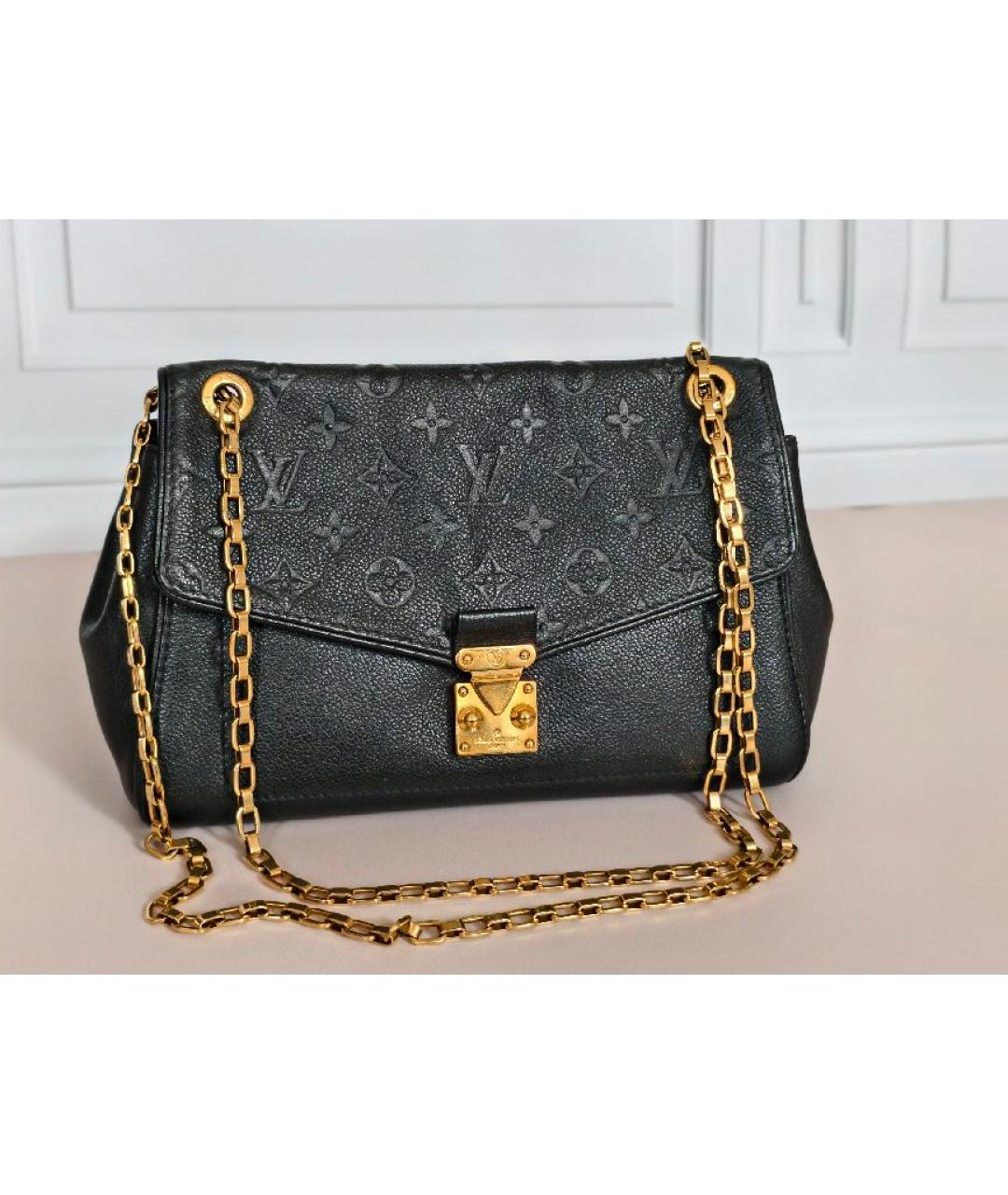 LOUIS VUITTON Черная кожаная сумка с короткими ручками, фото 2