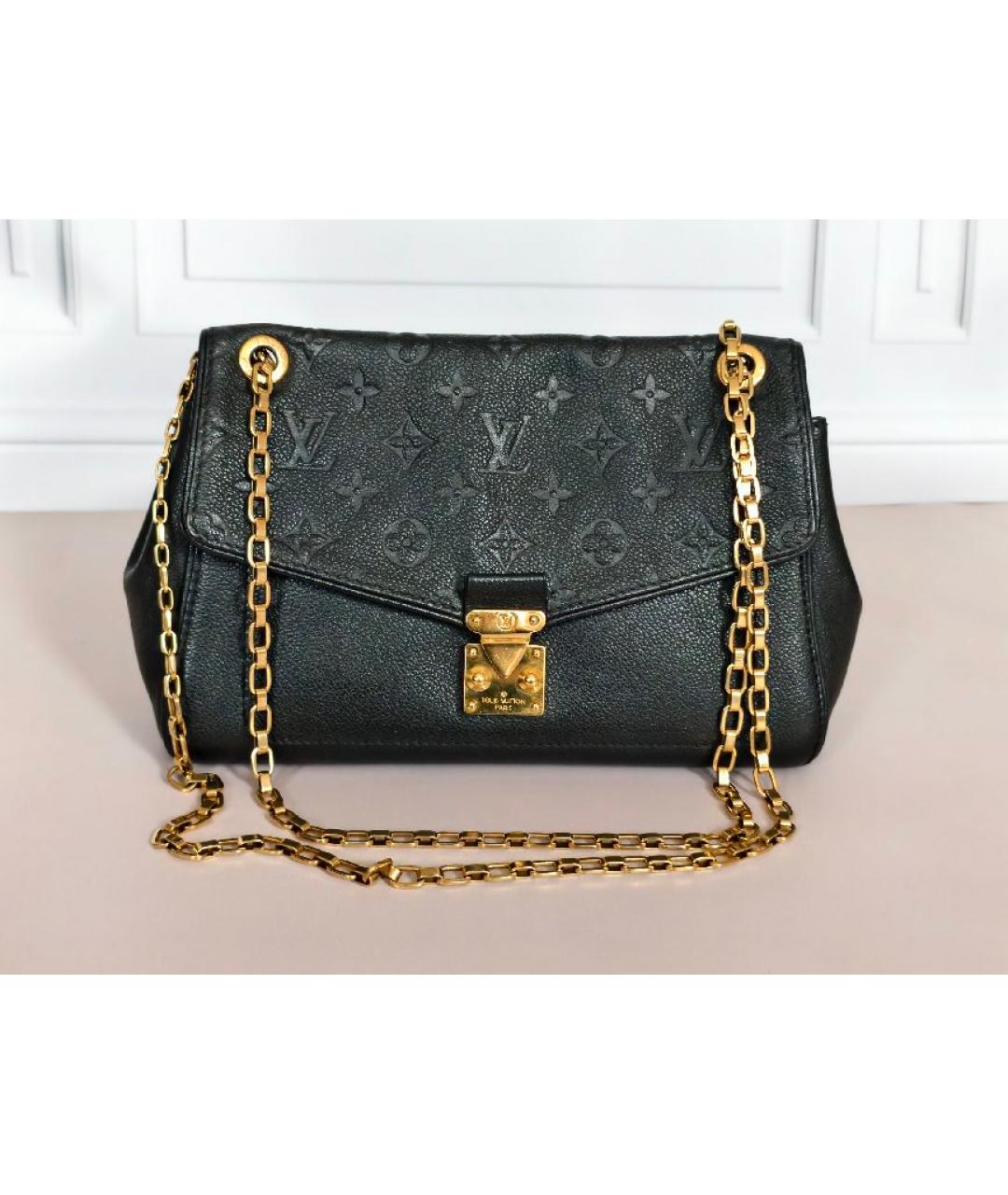 LOUIS VUITTON Черная кожаная сумка с короткими ручками, фото 9