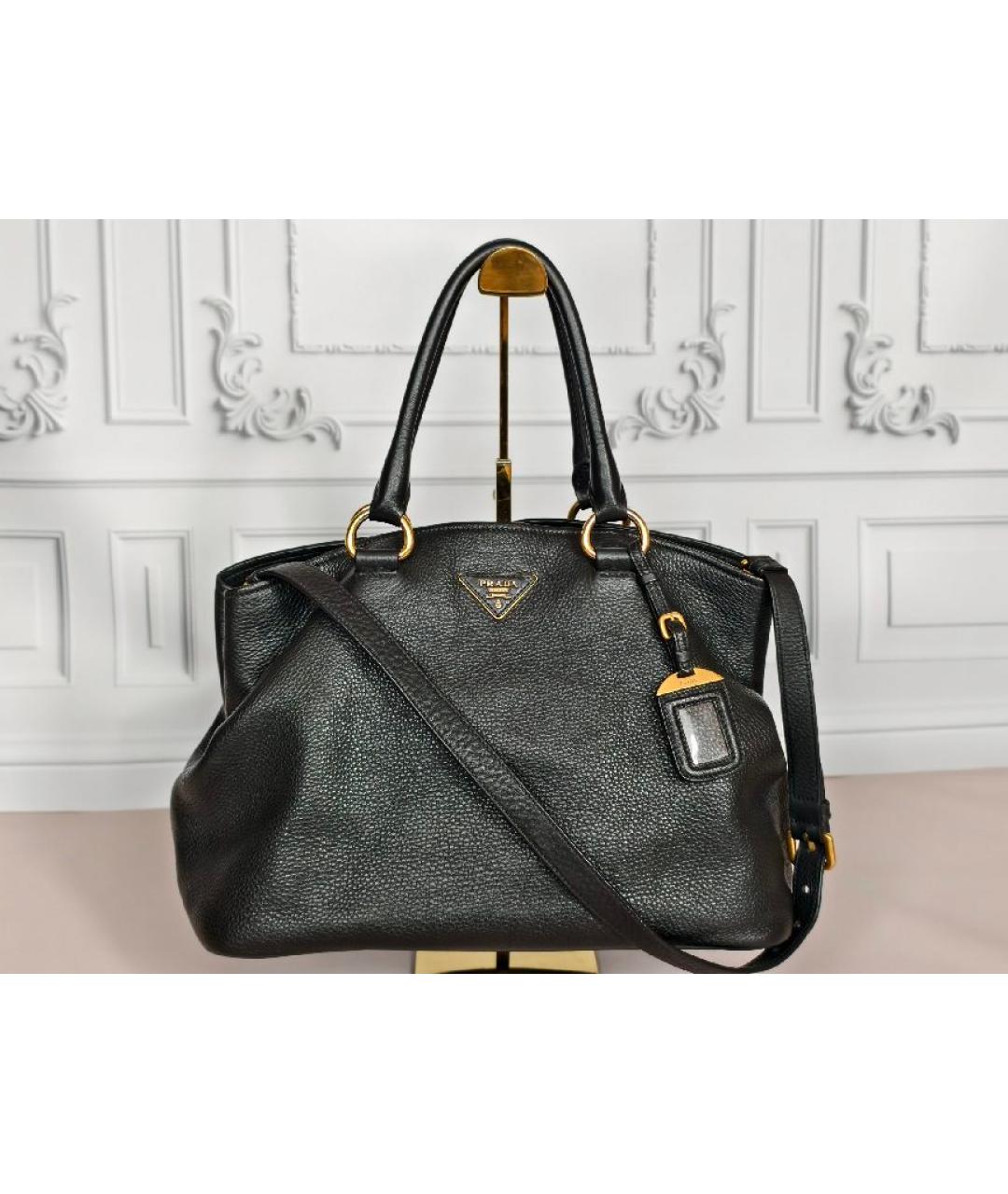 PRADA Черная кожаная сумка с короткими ручками, фото 7